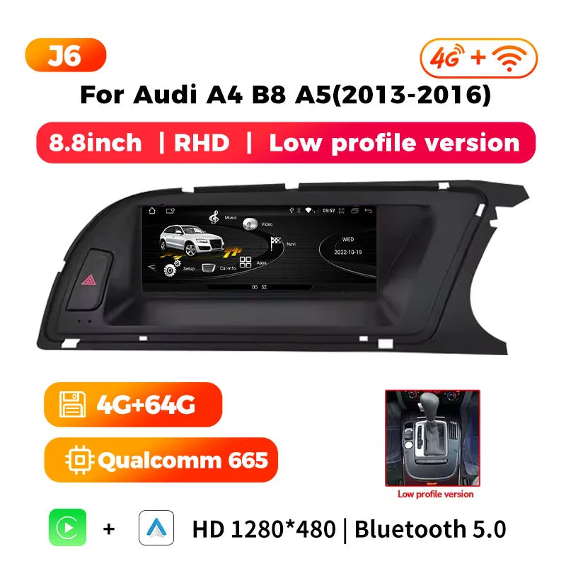 wireless carplay Android auto bluetooth car stereo radio for audi a4 b8 a5 S4 Multimedia Player Navigation GPS touch screen RHD