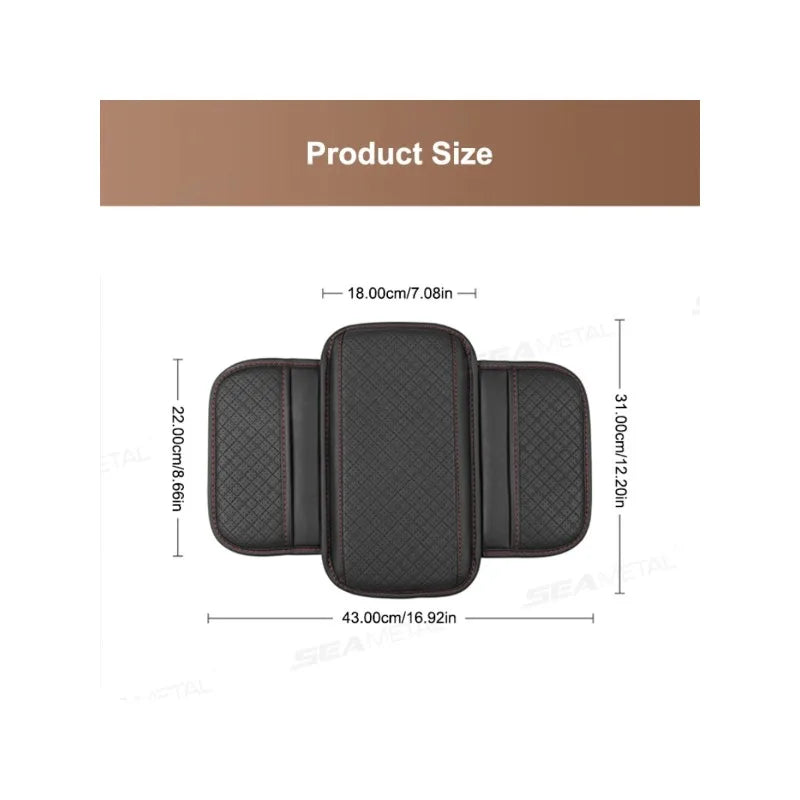 Leather Car Armrest Box Pad Memory Foam Center Console Arm Rest Protector Cover with Storage Pocket Elbow Rest Cushion