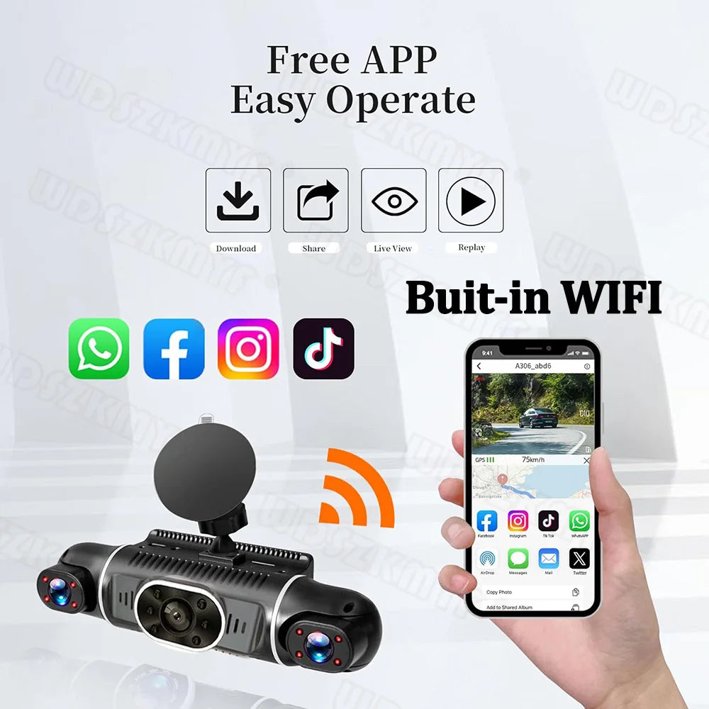 4Camera Car DVR 4*1080P 360 Degrees Video Recorder WIFI GPS Dash Cam Front right left Rear View camera 24h Parking Monitor Gift