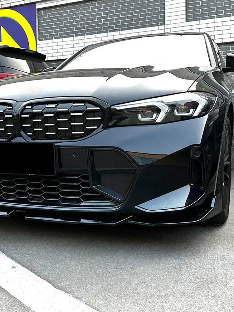 Car Front Bumper Splitter Lip Body Kit Spoiler Diffuser Black Accessories For BMW 3 Series G20 LCI M Sport 320i 325i 2023+
