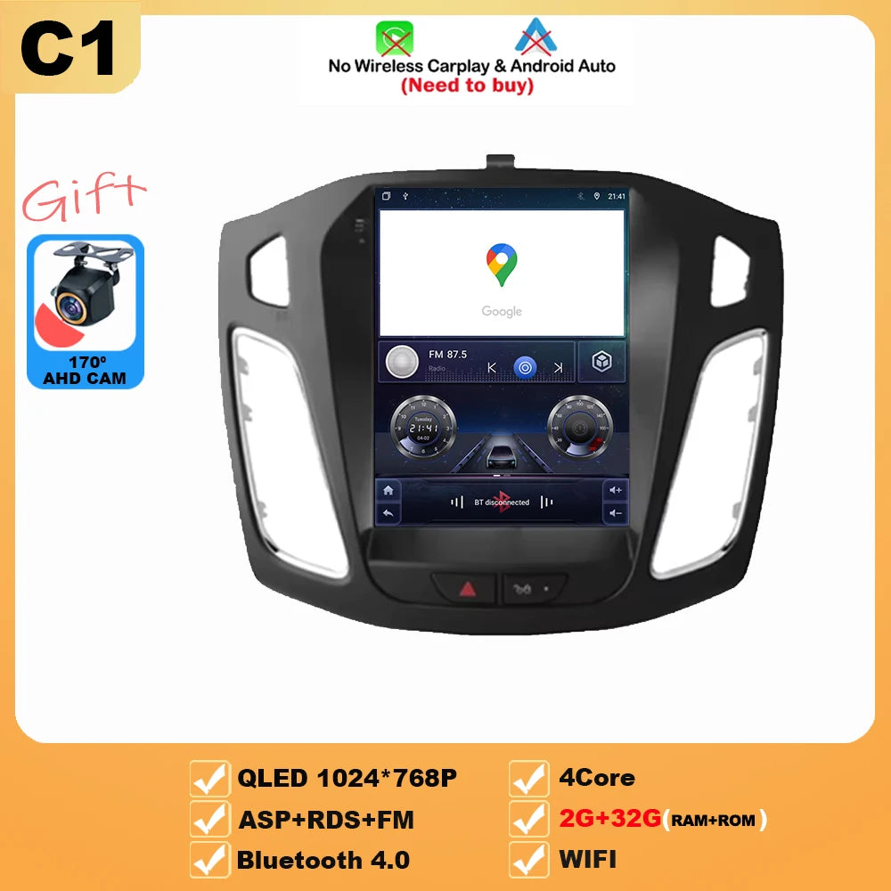 9.7 inch 8Core Android 15 Car Radio for Ford Focus 3 Mk 3 2011 2012 - 2019 Multimedia Video Player 2Din Carplay Auto Stereo DVD
