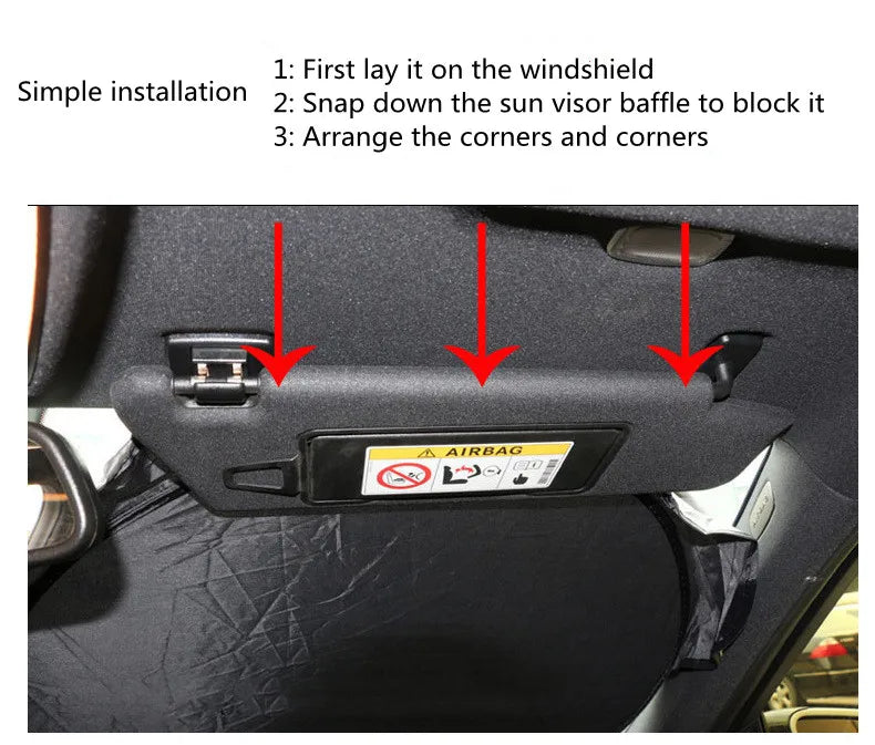 Car Windshield Sun Shade with Storage Pouch | Durable Material Car Sun Visor ,Sun Heat Protection | Car Interior Accessories