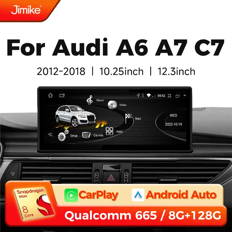 Android 14 bluetooth Car Radio Multimedia Player Carplay Screen Stereo ntelligent car systems GPS Navigation For Audi A6 A7 C7
