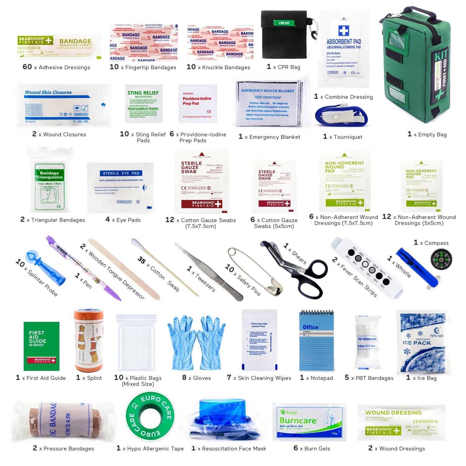 BearHoHoLarge Size Handy First Aid Kit Bag Emergency Kit Medical Rescue Bag for Workplace Home Outdoor Car Travel Hiking Camping