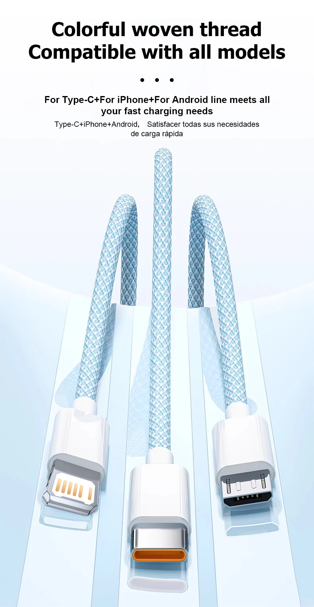 3IN1 100W 6A Car Fast Charging USB Cable For iPhone 14 13 12 11 15 17 16 Pro Max Samsung Xiaomi PD Cable Tablet Type C Data Cord
