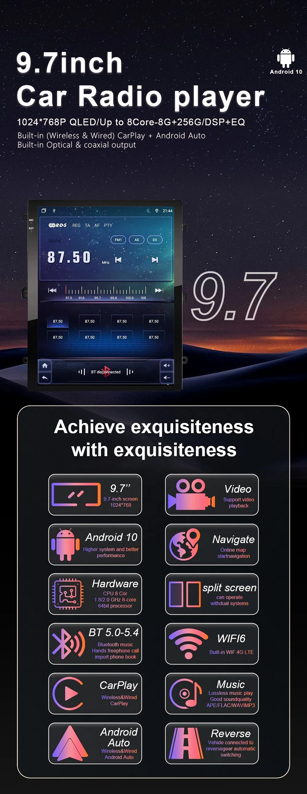 9.7 inch 8Core Android 15 Car Radio for Ford Focus 3 Mk 3 2011 2012 - 2019 Multimedia Video Player 2Din Carplay Auto Stereo DVD