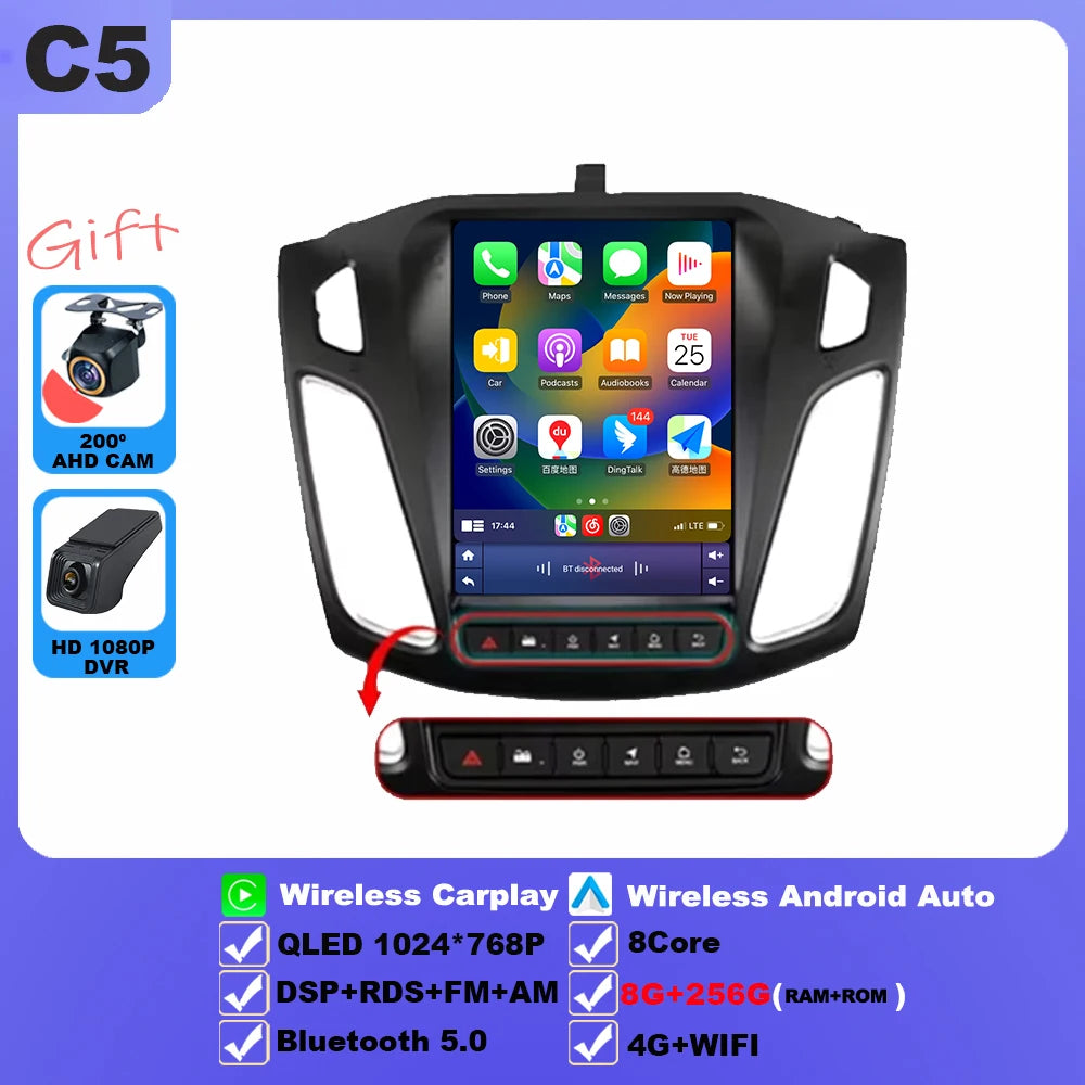 9.7 inch 8Core Android 15 Car Radio for Ford Focus 3 Mk 3 2011 2012 - 2019 Multimedia Video Player 2Din Carplay Auto Stereo DVD