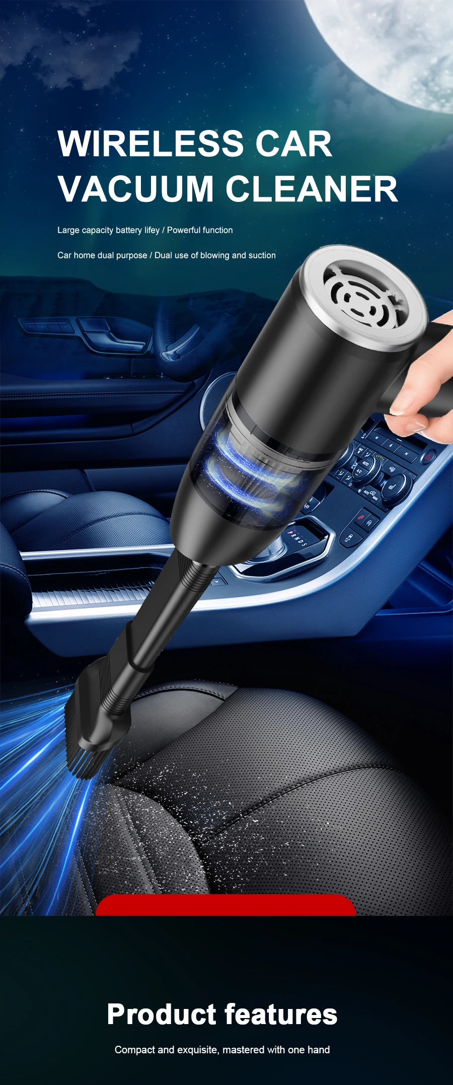 Xiaomi Car Vacuum Cleaner Handheld Wireless Vacuum Clean Household Car Mounted Strong Suction Multifunctional Vacuum Cleaner New