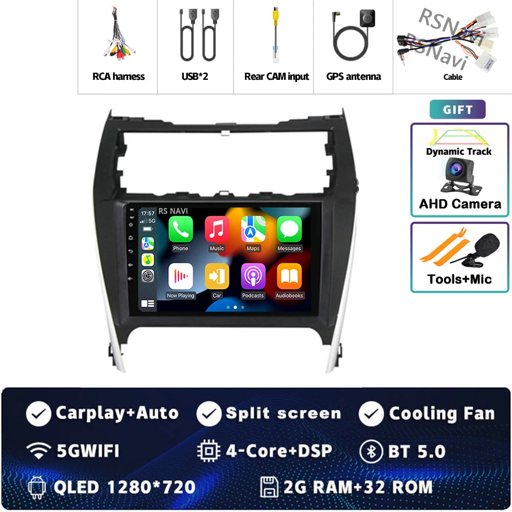 Android 15 For Toyota Camry US 2012 - 2014 2K QLED Android Car Radio Multimedia Video Player GPS Stereo CarPlay 4G Head Unit