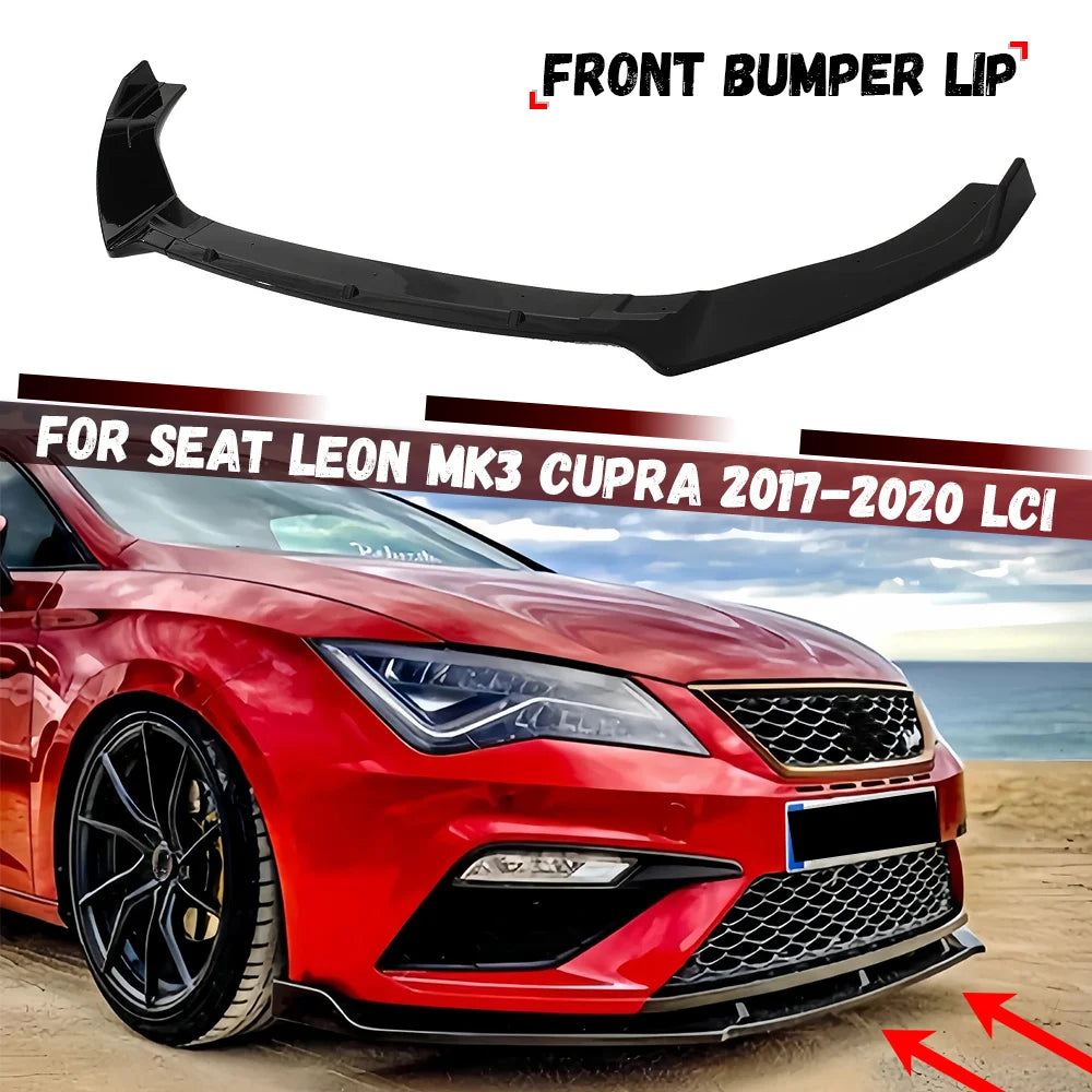 Front Bumper Lip Spoiler Splitter Diffuser Trim For Seat Leon MK3 S/S S/C S/T Cupra 2017 2018 2019 2020 LCI  Bodykits