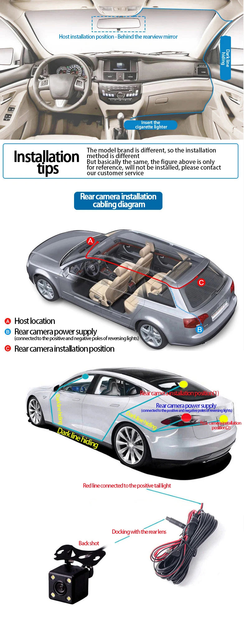 3 Lens Car DVR 4K WIFI GPS Car Dash Cam Video Recorder 1080P inside Front and Rear View Cameras 24H Parking Monitor Black Box