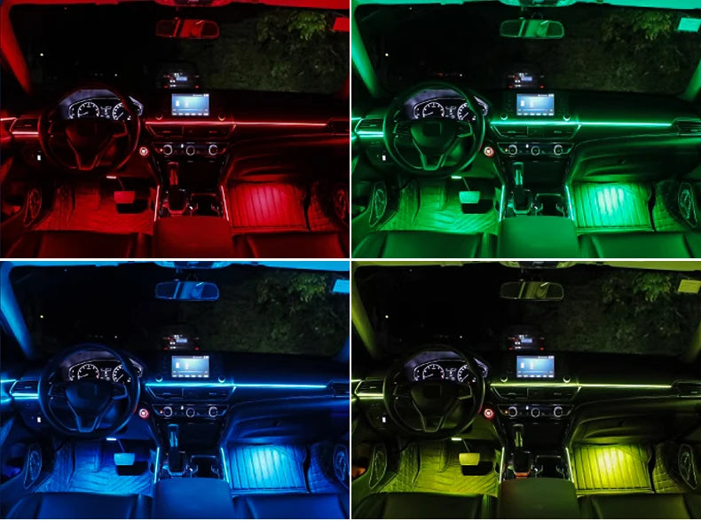 14/18 in 1 Led Acrylic Car Ambient Light RGB 64 213 Color Symphony Acrylic APP Streamer Atmosphere Lamp Kit One Zone Dual Zone