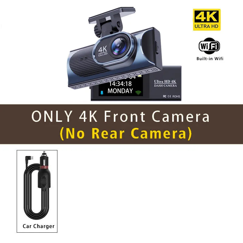 UHD 4K+2.5K Car DVR Front And Back Dash Cam Camera 5G WIFI GPS Dashcam Mini Black Box With 24H Parking Monitor Night Vision