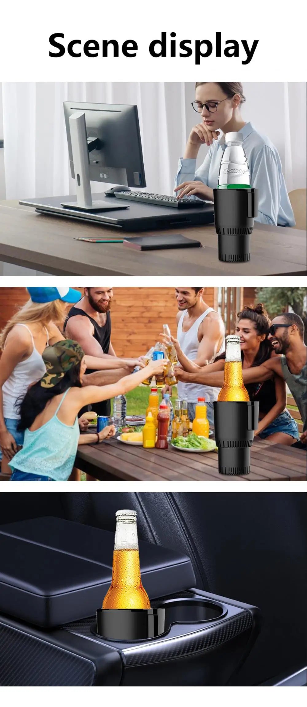 Car Heating Cooling Cup 12V and 24V 36W 2-in-1 Car Office Cup Warmer Cooler Smart Cup Mug Holder Beverage Drink Refrigerator