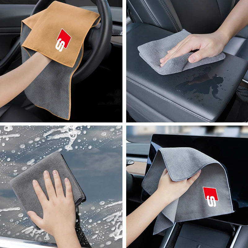 Super Absorbent Suede Coral Car Wash Towel Cleaning Cloth For Audi S A3 A4 A5 Q5 A1 A6 RSQ3 B8 B6 B7 B9 S4 S6 Auto Washing Rag