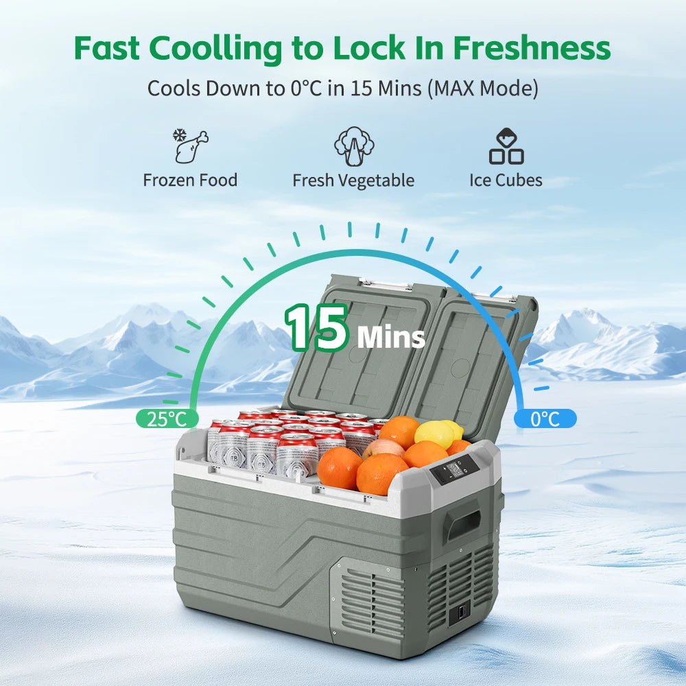 Alpicool NLS 20L 30L 40L Car Refrigerator Dual Zone 12V Portable Compressor Fridge Freezer 12/24V DC 100-240V AC for Camping