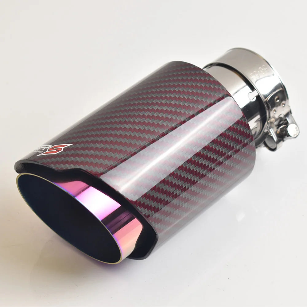 Purple Exhaust Pipe Glossy Twill Red Fiber Carbon Car Modified  Nozzles Tails Muffler Tip