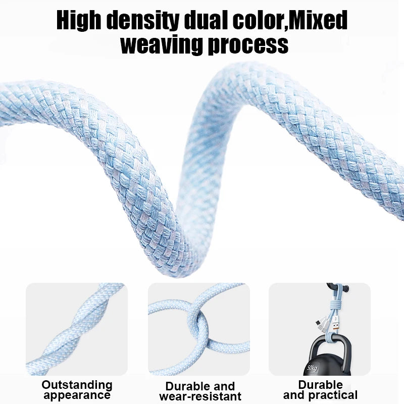 3IN1 100W 6A Car Fast Charging USB Cable For iPhone 14 13 12 11 15 17 16 Pro Max Samsung Xiaomi PD Cable Tablet Type C Data Cord