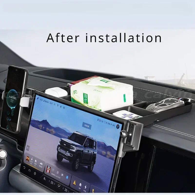 Car Navigation Cell Phone Holder Holder Center Screen Rear Storage Box  For BYD Leopard 5 Interior Refit Accessories