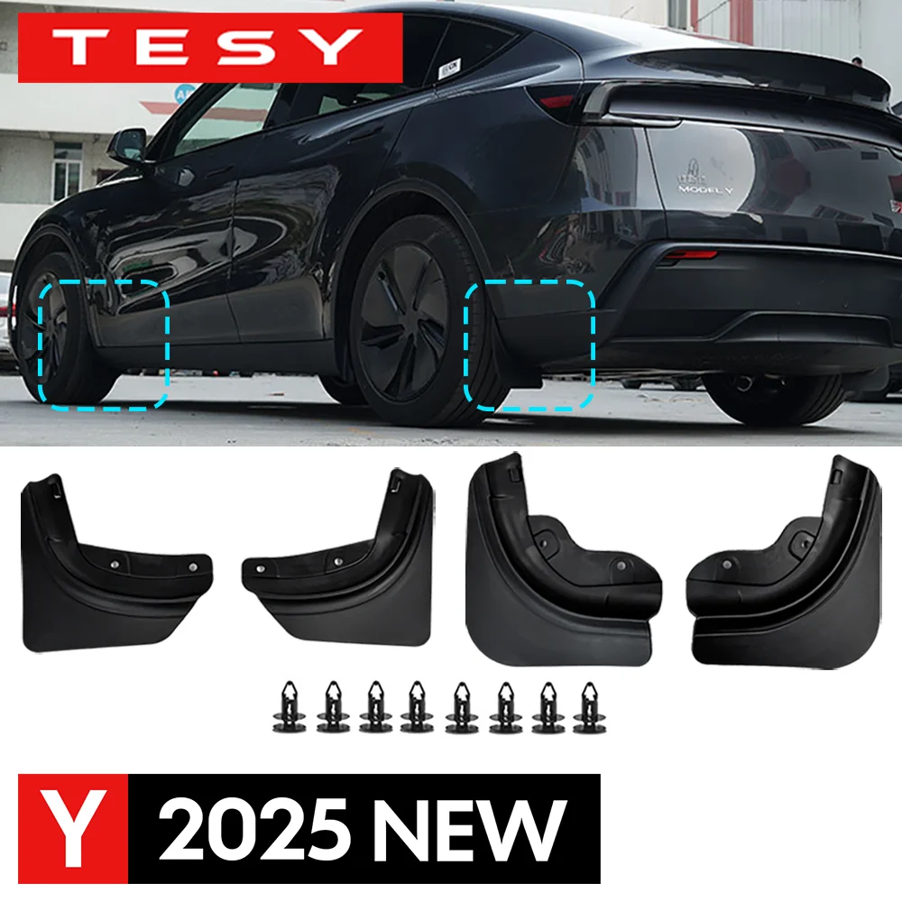 Mud Flaps For Tesla New Model Y 2025 Launch Juniper  No Drilling/Tape Splash Guards Fenders Mudguards Mudflaps