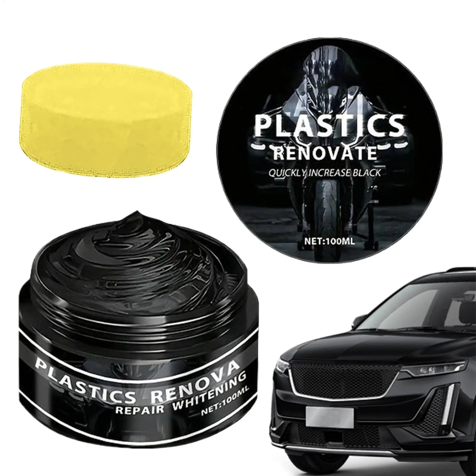 Car & Motorcycle Renovation Wax Plastic & Rubber Repair Cream - Nano Enhanced Black Car Wax Renovation Wax Interior Restorer