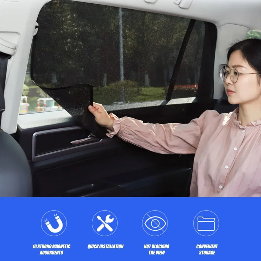 Car 5D Magnetic Mesh Sunshade Heat Insulation Strong Magnetic Adsorption Type Sunscreen Covers Car Side Window Blackout Curtains