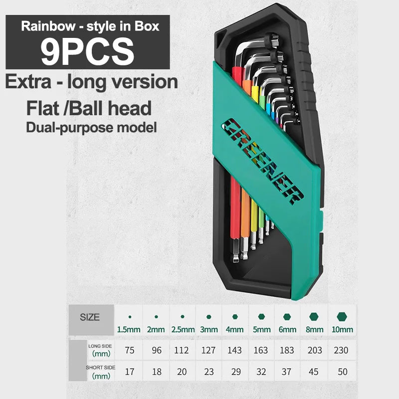 GREENERY Greener Extended Rainbow Wrench Allen Wrench Set Hex Wrench Multifunctional Short Arm Tool Universal Wrench Tool