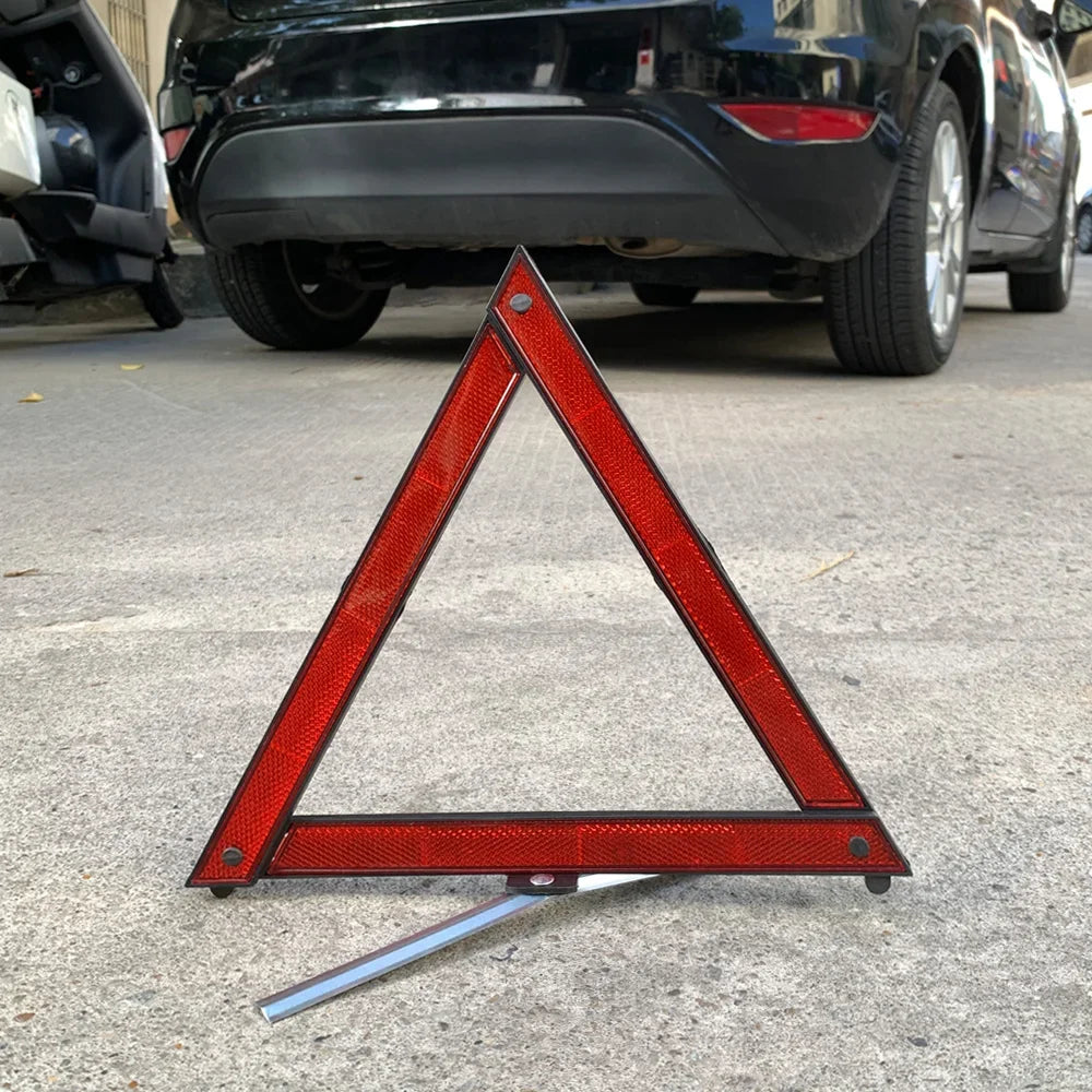 Car Triangle Reflective Tripod Emergency Breakdown Warning Reflective Sticker Safety Hazard Foldable Stop Sign Car Accessories