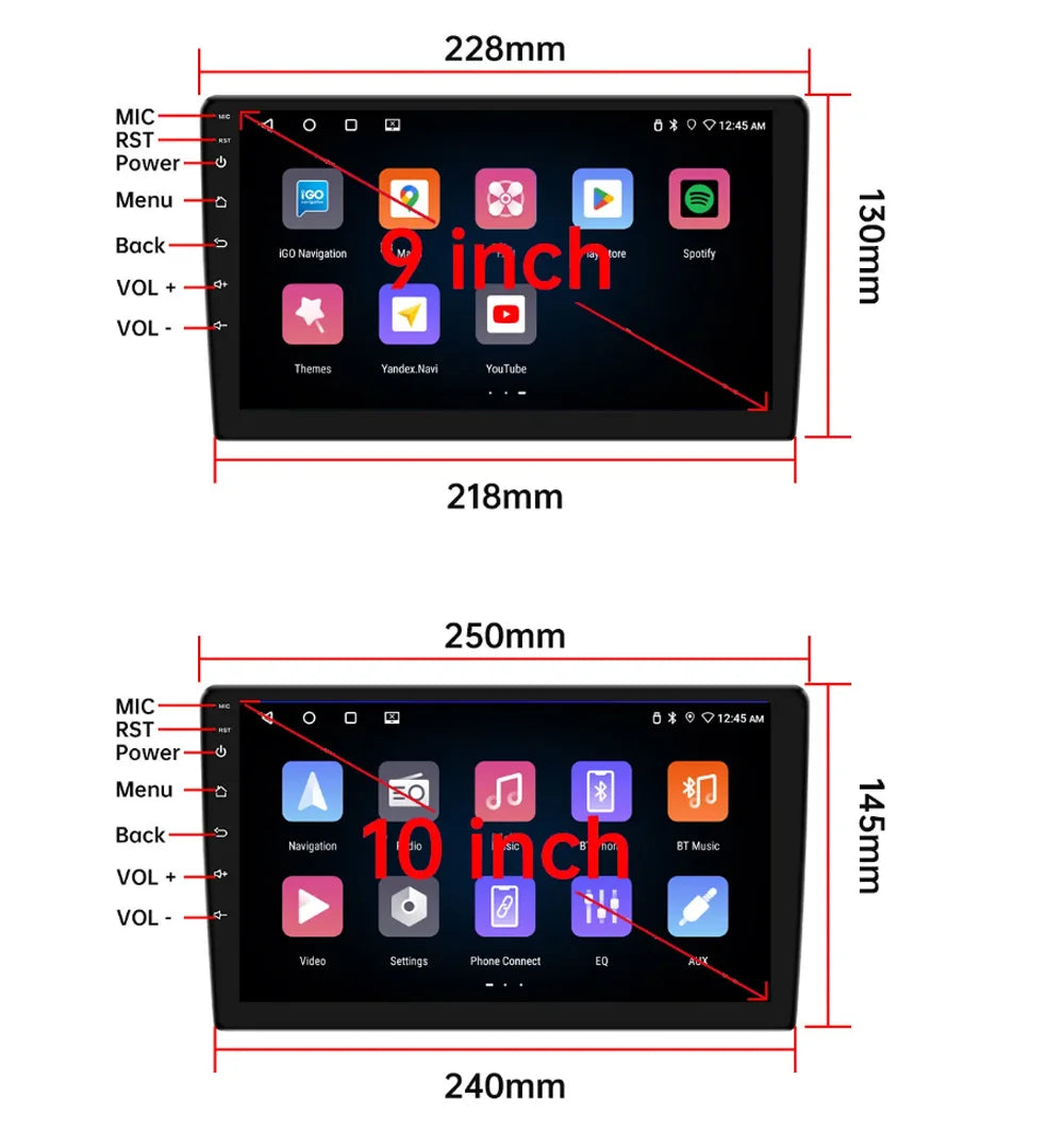 7/9/10inch 2 Din Car Audio Android 13 4/8Core Android auto Carplay 64G Automotive Multimedia Player BT Car intelligent Systems