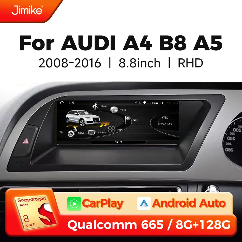 wireless carplay Android auto bluetooth car stereo radio for audi a4 b8 a5 S4 Multimedia Player Navigation GPS touch screen RHD
