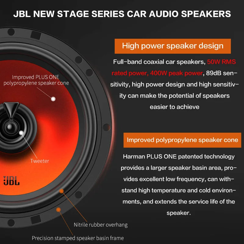 JBL car audio speaker 6.5-inch coaxial speaker 400W power car treble midrange subwoofer stereo speaker genuine JBL car speaker
