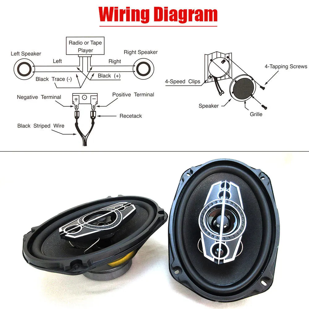 6X9 Inch (2x100W)2000W 5 Way Stereo Car Speakers Hi-Res Audio Coaxial Connectivity Universal Flush Mount Design with App Control