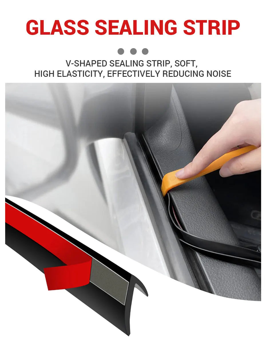 SEAMETAL Car Door Window Seal Strip Rubber V Shape Auto Side Window Gap Filler Weatherstrip Noise Insulation Protector Strips