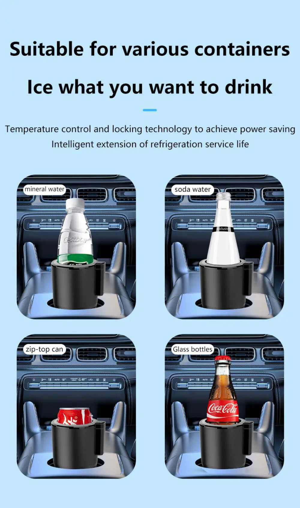 Car Heating Cooling Cup 12V and 24V 36W 2-in-1 Car Office Cup Warmer Cooler Smart Cup Mug Holder Beverage Drink Refrigerator