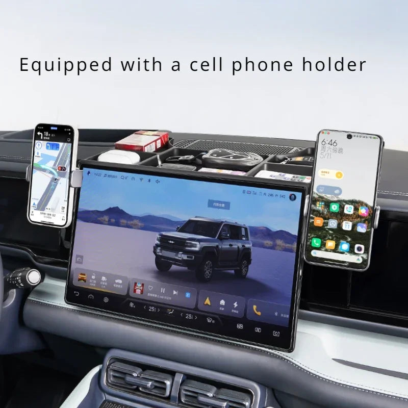 Car Navigation Cell Phone Holder Holder Center Screen Rear Storage Box  For BYD Leopard 5 Interior Refit Accessories