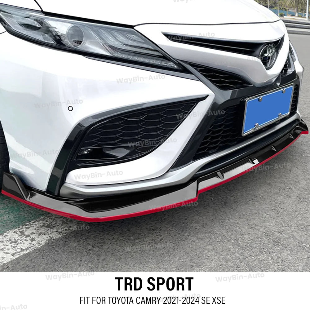 TRD Sport Front Body Kits For Toyota Camry LE SE XLE XSE 2021-2024 ABS Tuning Front Bumper Lip Side Splitter Spoiler Accessories
