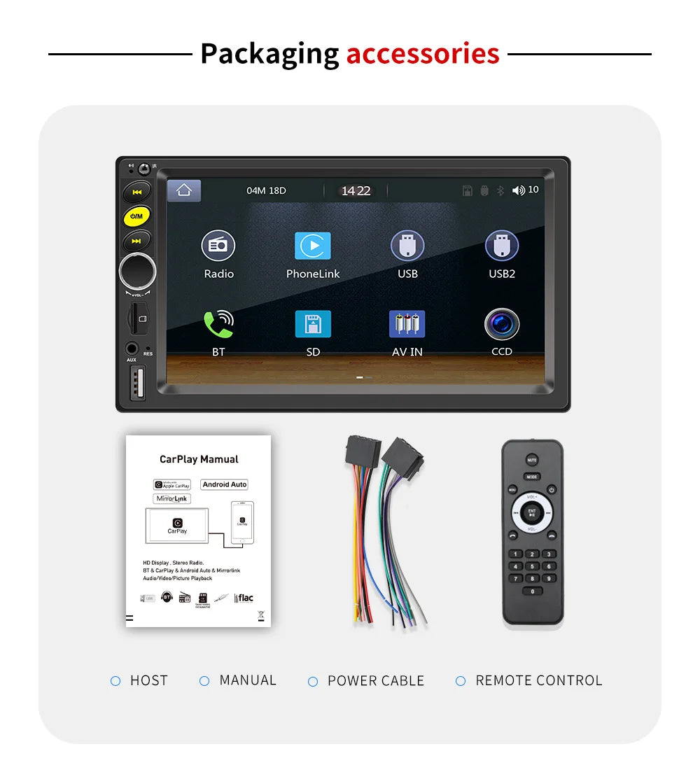 7/9/10inch 2 Din Car Audio Android 13 4/8Core Android auto Carplay 64G Automotive Multimedia Player BT Car intelligent Systems