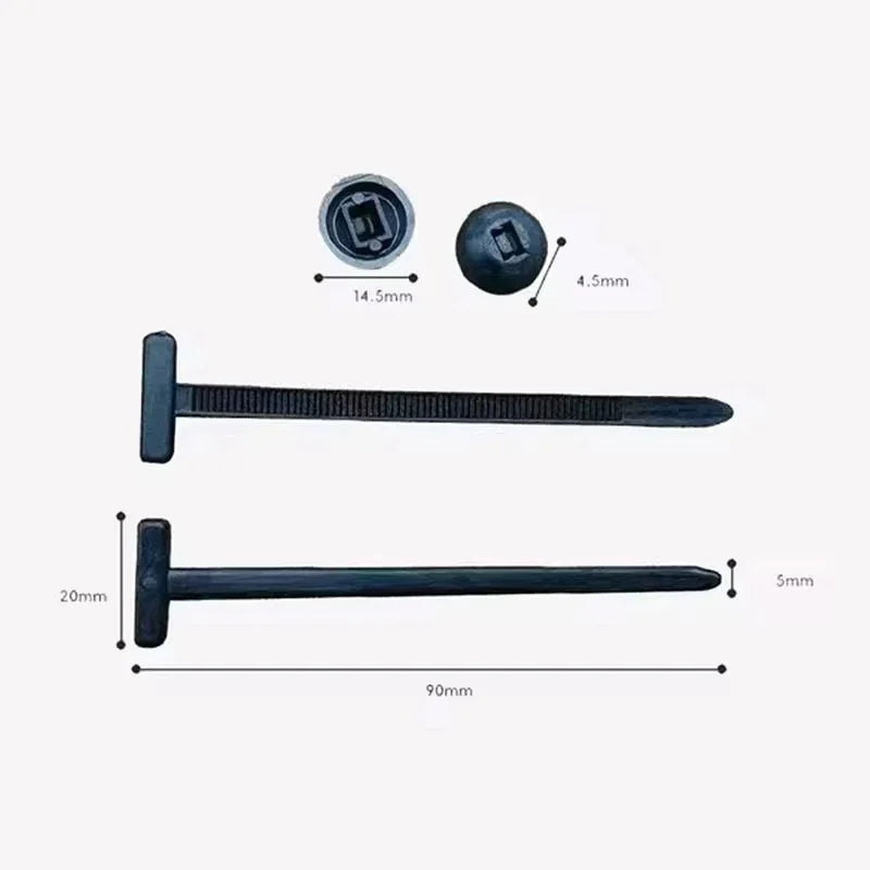 Nylon Universal Cable Tie Buckle Heavy Duty Self-Locking Zip Ties Holder with Pin Fasteners Car Body UV Resistant Zipties