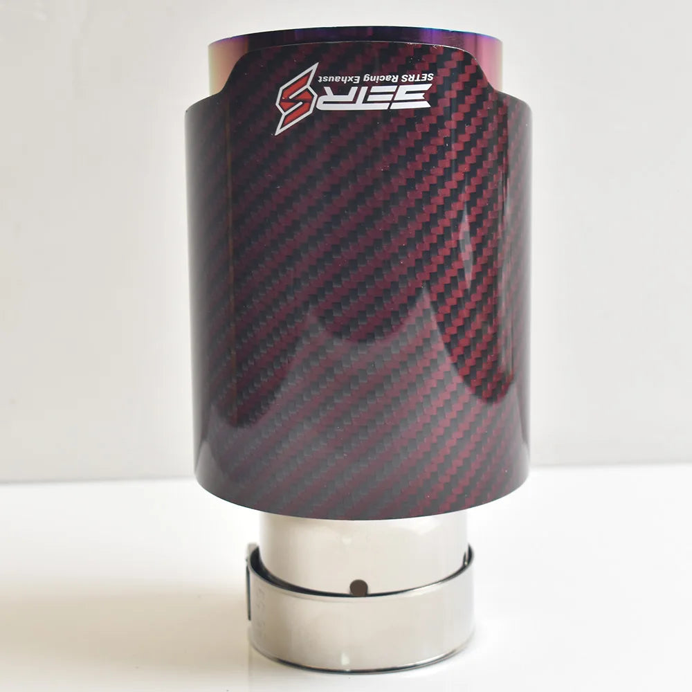 Purple Exhaust Pipe Glossy Twill Red Fiber Carbon Car Modified  Nozzles Tails Muffler Tip