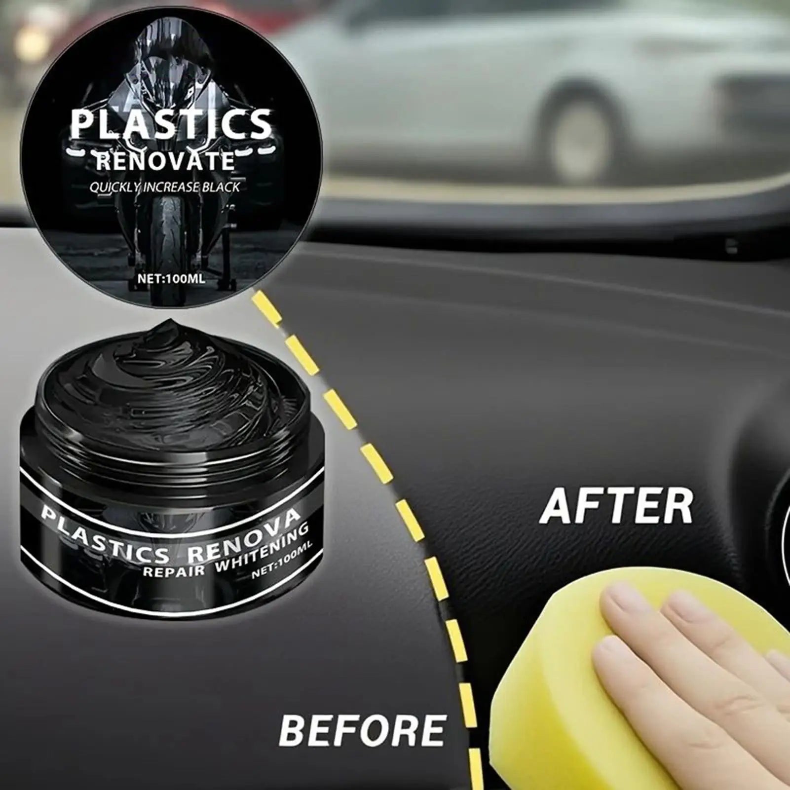 Car & Motorcycle Renovation Wax Plastic & Rubber Repair Cream - Nano Enhanced Black Car Wax Renovation Wax Interior Restorer