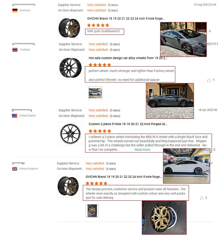 GVICHN OEM Custom Forged Wheel Hub 5x112 19 Inch 22 inch Aluminum Alloy Multi Spoke 3 Piece Car Wheel Rims