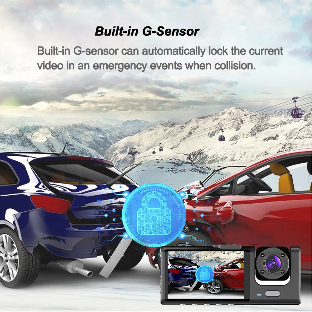 WIFI APP Control Car Dvr 3 Channel 1080P Dash Cam for Cars Front and Rear View Recorder Video Car Camera for Car Assecories