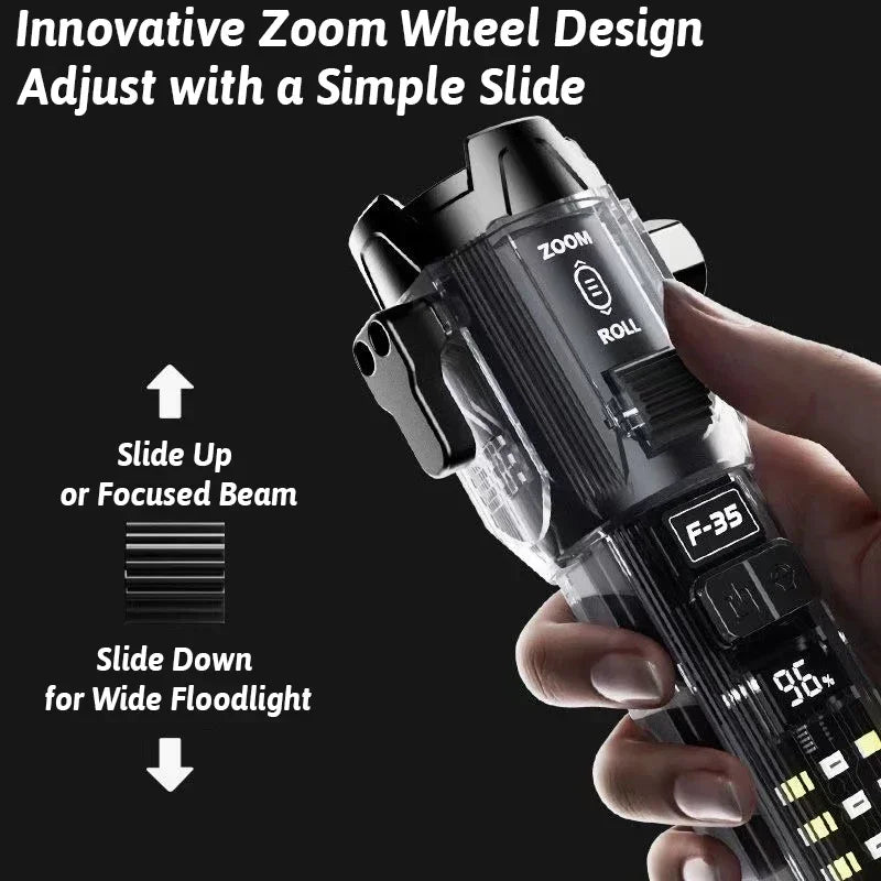 6in1 Car Emergency Light with Window Breaker Seatbelt Cutter Power Bank Zoomable Flashlight Magnetic Base Car Emergency Kit