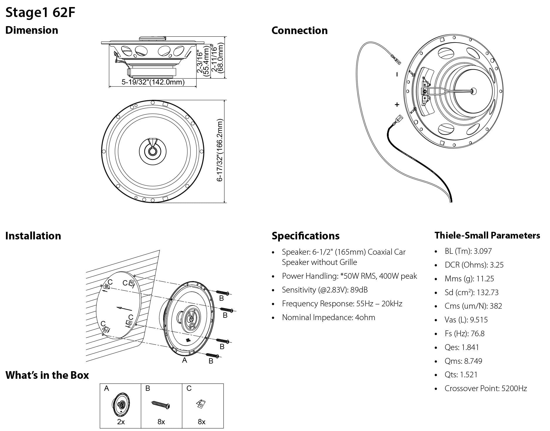 JBL car audio speaker 6.5-inch coaxial speaker 400W power car treble midrange subwoofer stereo speaker genuine JBL car speaker