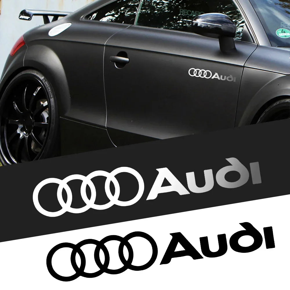 For Audi  Car Styling PVC Logo Side Body Fender Windshield Trunk Bumper Sticker RS S Line A3 A4 A5 A6 A7 Quattro Q2 Q3 Q5 Q7