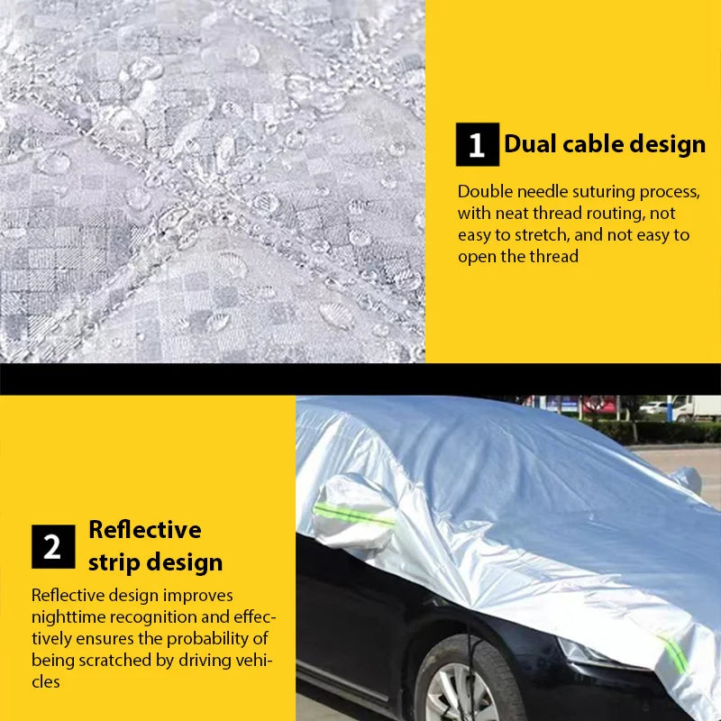 1pc All-Weather Half Car Body Cover - Waterproof, Dustproof, UV & Snow Resistant for Sedans, Protects Windshield and Roof