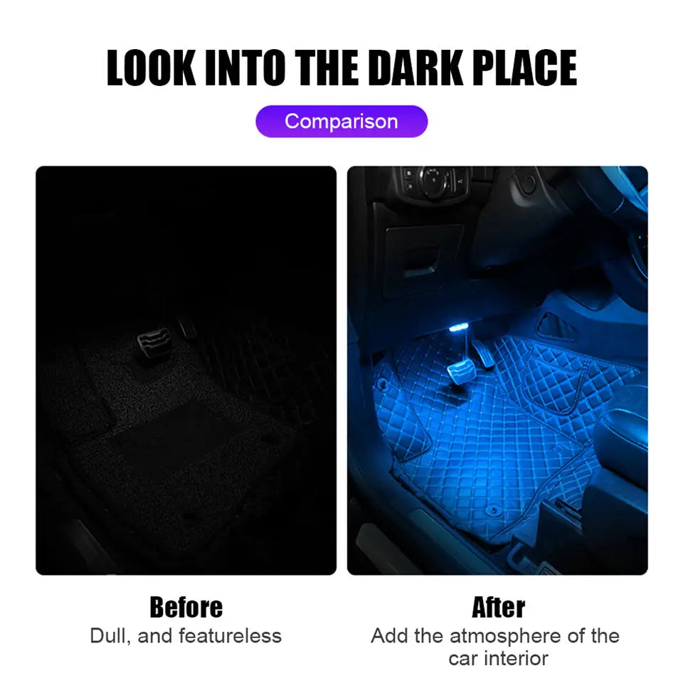 Car Interior Ambient Light USB Rechargeable Cabinet Light Room Decor RGB Lights Atmosphere LED Lamp Magnet Wireless Light