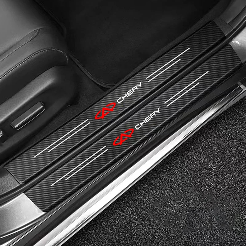 4pcs Car Threshold Protection Decorative Sticker For Chery Tiggo 2 3 4 7 8 Pro QQ Iq Fulwin Blossom Fulwin Arrizo