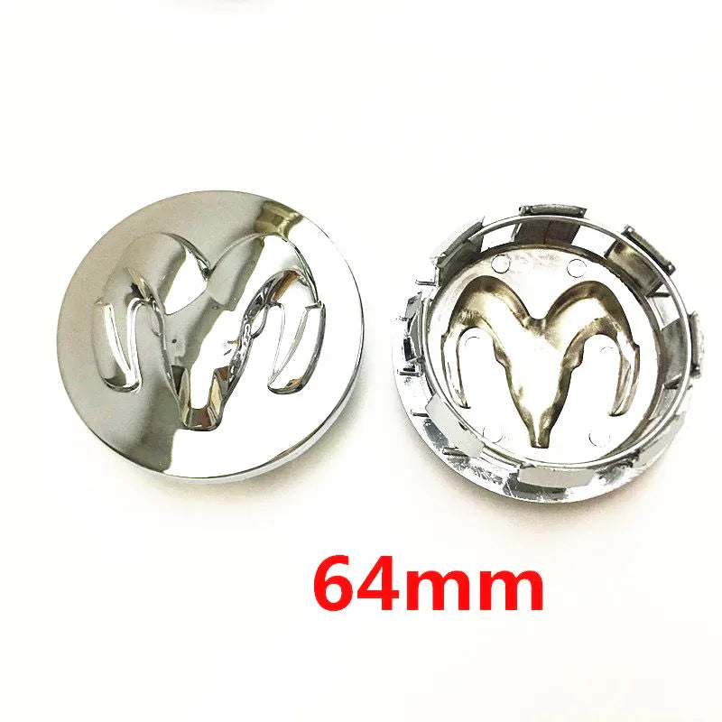 4pcs x 64mm Car Logo Wheel Center Hub Caps Rim Cover Emblem Sticker For Dodge Charger Challenger Hell Cat SRT Chrysler 300C