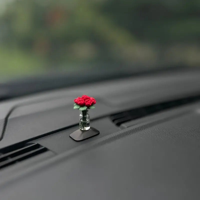 Cute Car Interior Decoration Mini Rose Sunflower Vase Auto Center Console Decoration Ornaments For Car Gifts Accessories